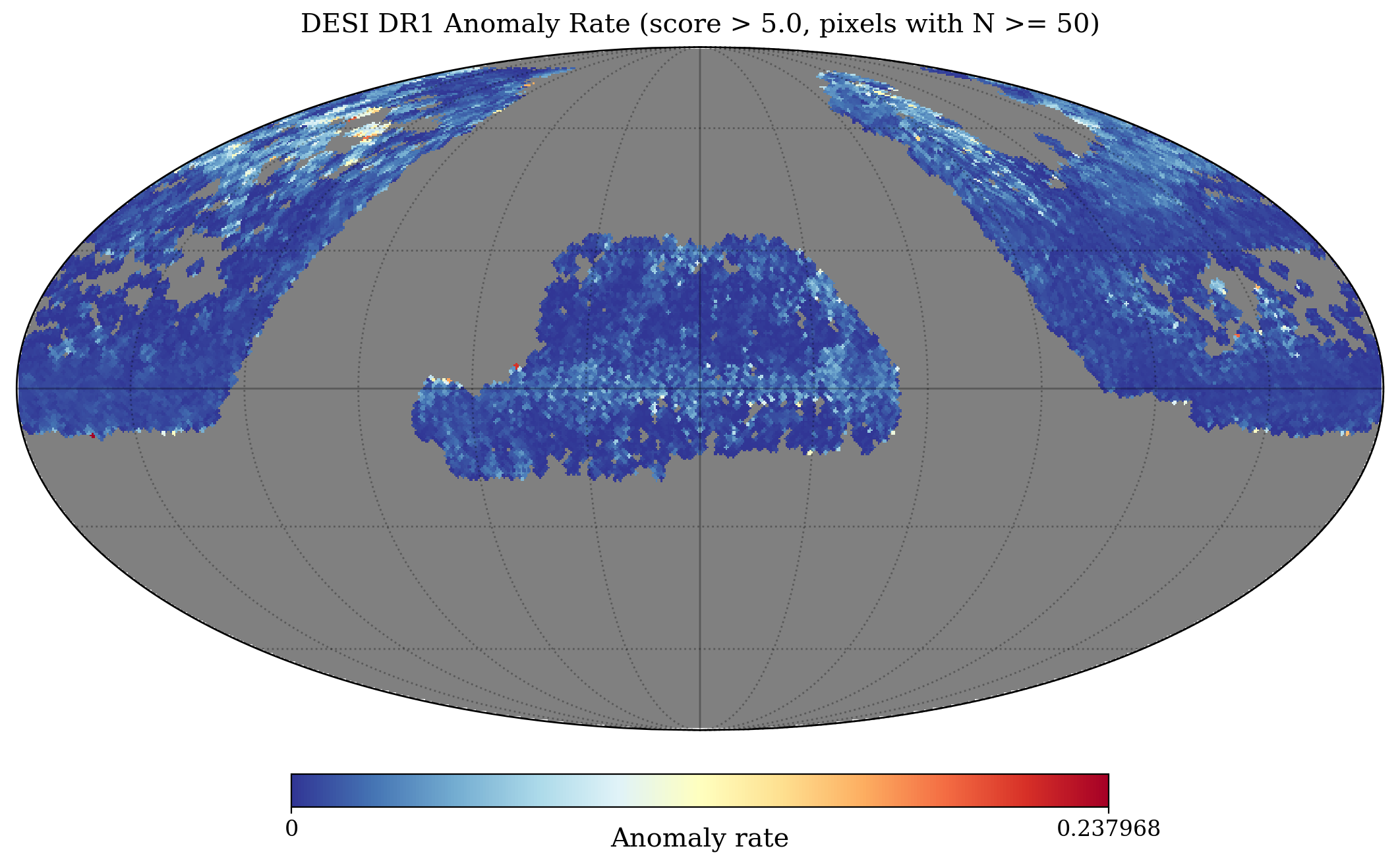 Per-pixel anomaly rate map across all 6 surveys