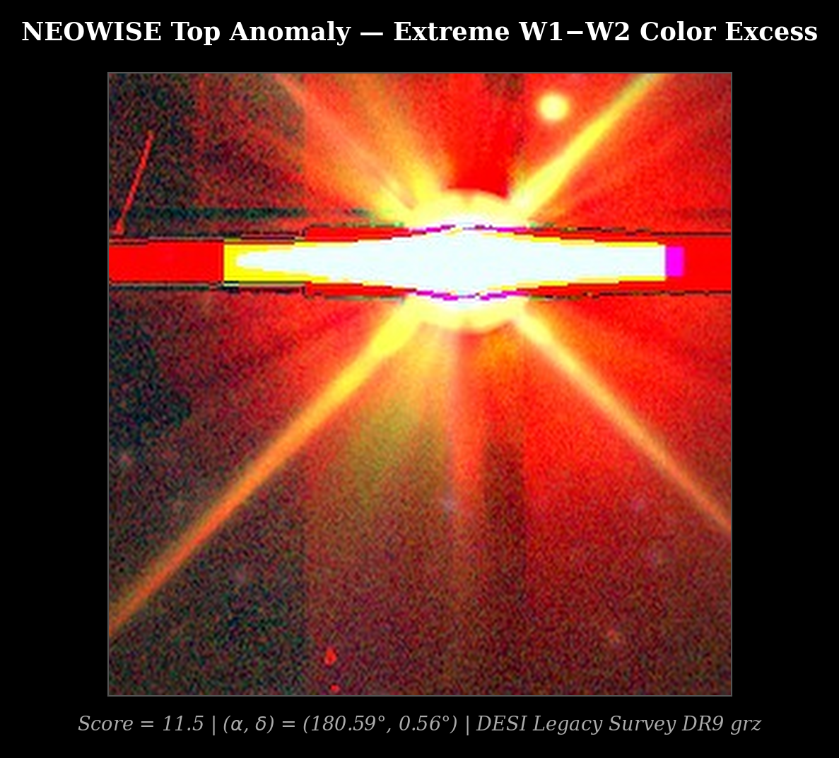 NEOWISE top infrared anomaly at (α, ) = (180